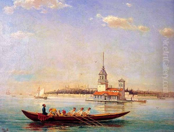 Kizkulesi (Maiden's Tower) Oil Painting by Hoca Ali Riza