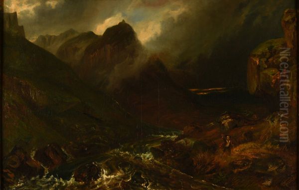 Le Val d'Enfer au pied du Sancy Oil Painting by Paul Huet