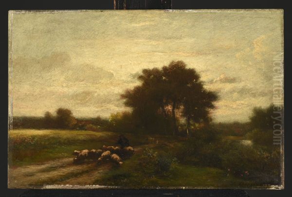 Paysage avec moutons Oil Painting by Jules Dupre