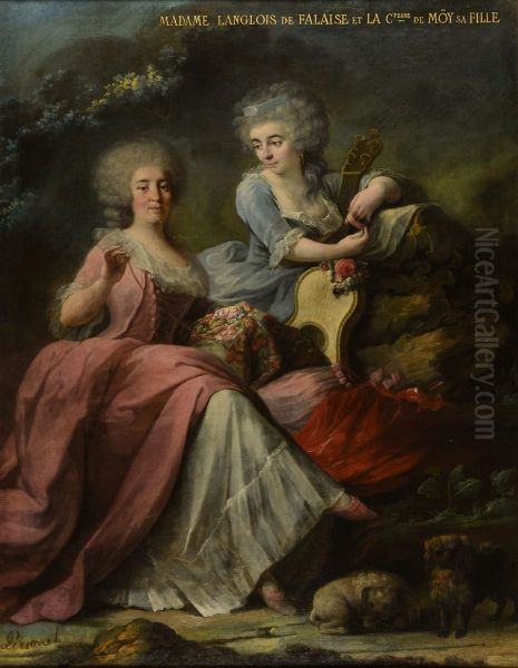 Madame Langlois de Falaise et sa fille, la comtesse de Moy de Sons Oil Painting by Nicolas Perseval