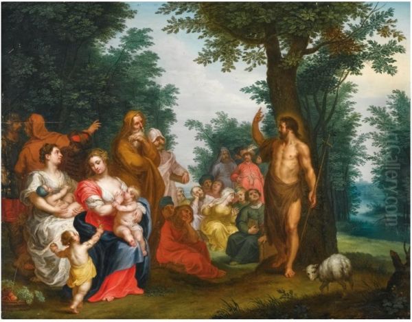 St John the Baptist Preaching Oil Painting by Jacob Andries Beschey