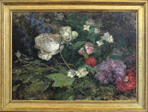 Nature morte aux pivoines et seringa Oil Painting by Eugene Louis Boudin