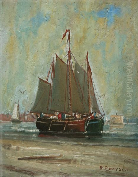 Fishing ketches moored in a harbor Oil Painting by unknown