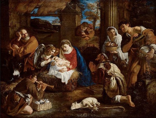 adoration des bergers Oil Painting by Pier Francesco Mola