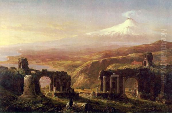 Mount Aetna from Taormina Oil Painting by Thomas Cole