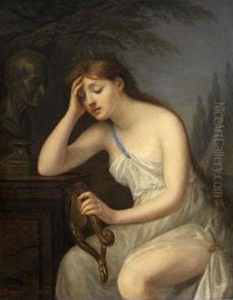 La Muse de la poesie livree aux regrets que lui laisse la mort de Voltaire Oil Painting by Genevieve Brossard de Beaulieu