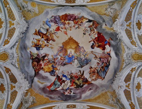 Vault of the University Church of St. Mary Nativity, Dillingen, Germany Oil Painting by Christoph Thomas Scheffler