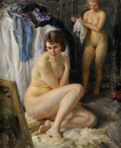 Nude models Oil Painting by Ivar Kamke