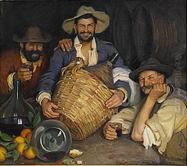 Italian Farmers Oil Painting by Ivar Kamke