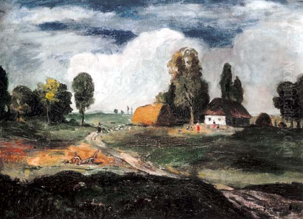 The End of the Village Oil Painting by Bela Ivanyi-Grunwald