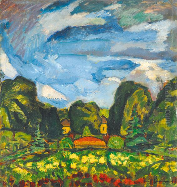 The Casino Garden in Kecskemet Oil Painting by Bela Ivanyi-Grunwald