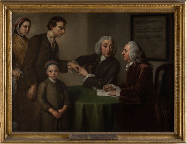 Dr Oliver and Mr Peirce examining patients with paralysis, rheumatism and leprosy Oil Painting by William Hoare