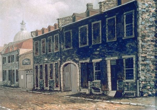 Typical Buildings on St. Amable Street, Montreal Oil Painting by Henry Richard Bunnett