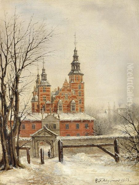 Rosenborg Castle in winter. Oil Painting by Carl Frederik Aagaard