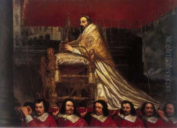 Le pape Alexandre VII porte a la procession du Corpus Domini Oil Painting by Giovanni Maria Morandi