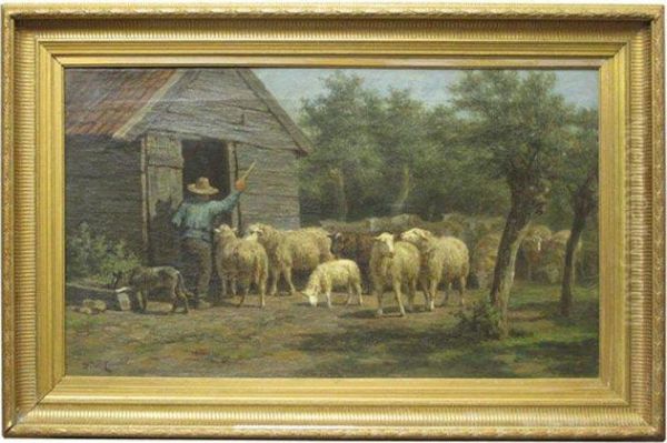 Schafherde Am Schober Oil Painting by Willem Philippus Candel