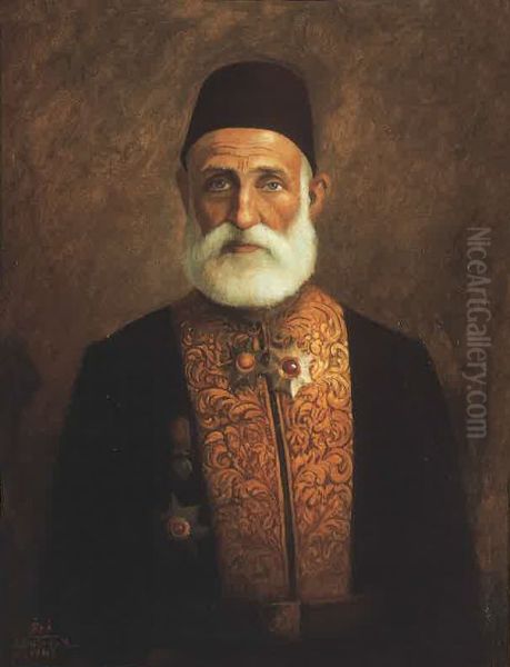 Portrait de Amin Pasha Moukhaiech (1905). Oil Painting by Moustafa Farroukh