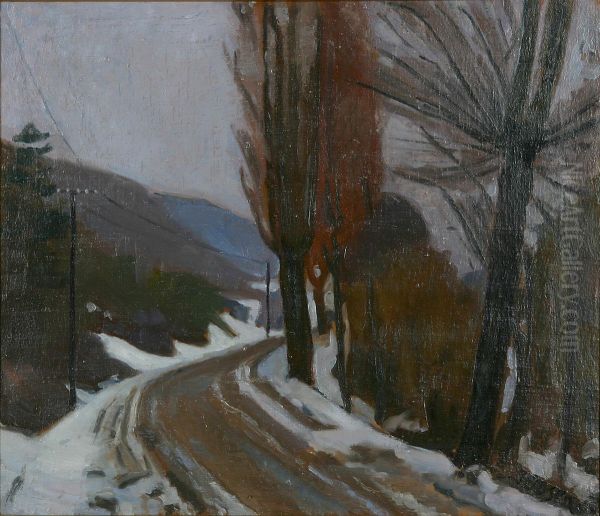 A road in a landscape. Oil Painting by Immanuel Ibsen