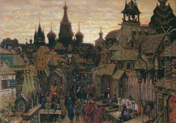 Street in Kitay-Gorod. The beginning of the XVII century, 1900 Oil Painting by Apollinary Vasnetsov