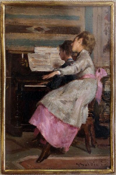 At the piano Oil Painting by Giovanni Boldini