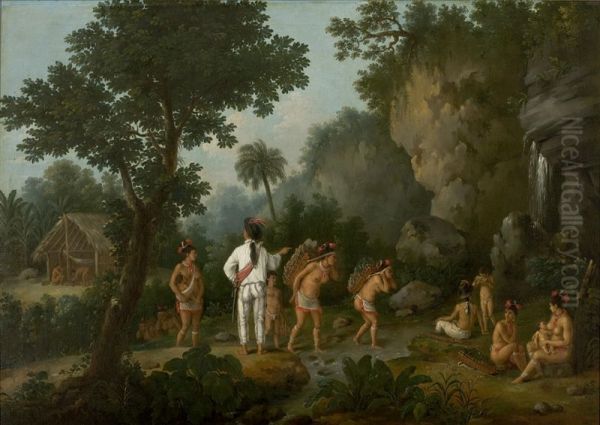 Indians Crossing a Creek (The Slave Hunter) Oil Painting by Agostino Brunias