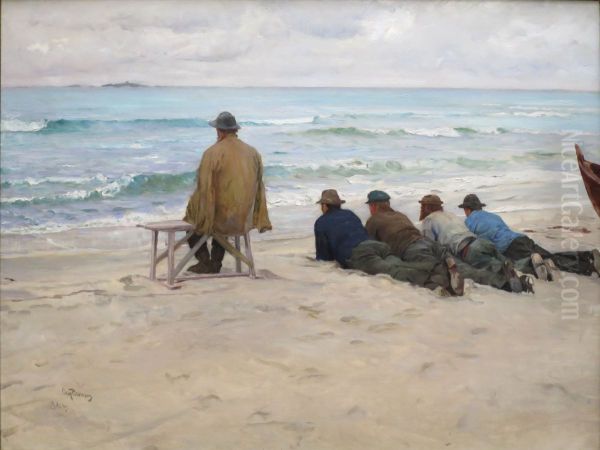 On the Watch, Jaeren Oil Painting by Eilif Peterssen