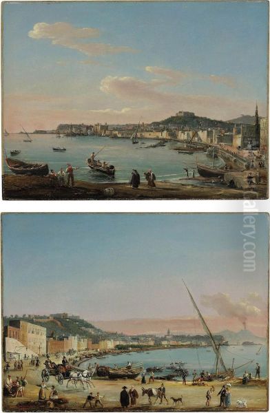 The Promenade On The Bay Of Naples Oil Painting by Salvatore Candido