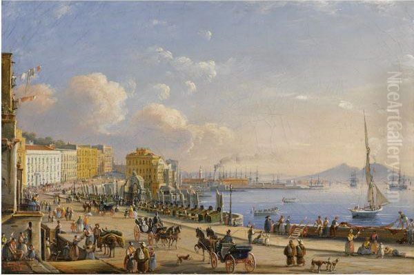 Veduta Di Napoli Da Santa Lucia Oil Painting by Salvatore Candido