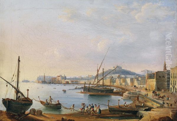 View Of Naples, Seen Frommarinella Oil Painting by Salvatore Candido