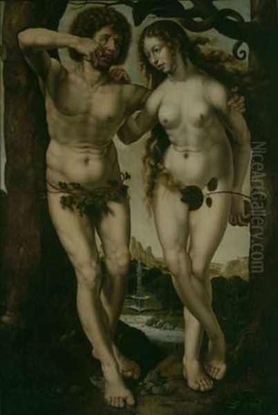 Adam et Eve Oil Painting by Jan Gossaert