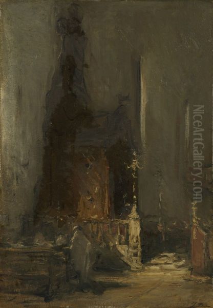 Interior of the Great or German Synagogue in The Hague Oil Painting by Johannes Bosboom