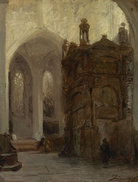 St Peter's, Louvain Oil Painting by Johannes Bosboom