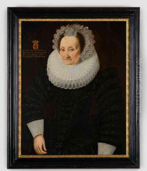 Portrait of Catharina de Rode van Heeckeren (?-1620) Oil Painting by Geldersch Landschap en Kasteelen