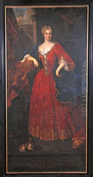 Portrait of Ottonette Wilhelmine des H.R. Rijksbaronesvon Heiden (1696-1738) Oil Painting by Theodorus Caenen