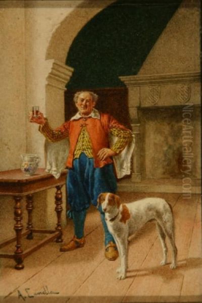 A Cavalier And His Dog Oil Painting by A. Canella