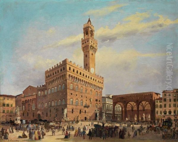 Veduta Di Piazza Della Signoria Oil Painting by Carlo Canella