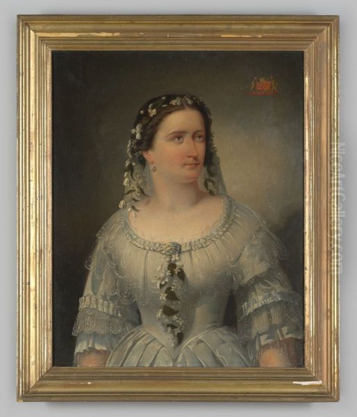 Portrait of Maria Anna Theodora Louisa Antonia Carolina barones van Voorst tot Voorst (1833-1858) Oil Painting by Geldersch Landschap en Kasteelen