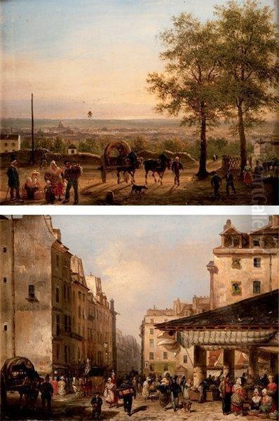 Vue De Paris Depuis Montmartre Oil Painting by Guiseppe Canella