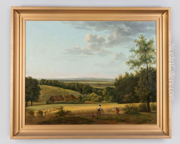 Landschap op Rosendael met gezicht op de IJssel Oil Painting by Gerrit Jan Michaelis