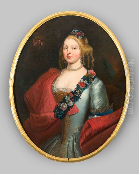 Portrait of Odilia Catharina van Wassenaer (1636-1672) Oil Painting by Geldersch Landschap en Kasteelen