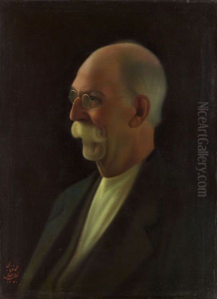 Portrait of the painter in his old age Oil Painting by Kamal-ol-molk