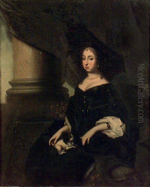 Portrait of Hedvig Eleonora av Holstein-Gottorp (1636-1715) Oil Painting by David Klocker Ehrenstrahl