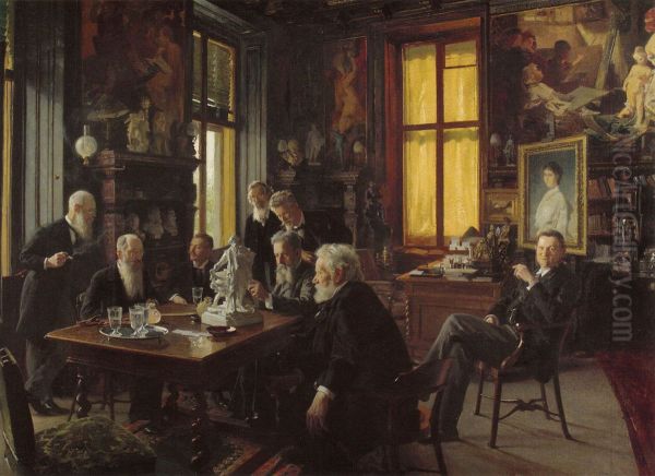 Meeting of the Makart monument committee in the Makart room of the Palais Dumba Oil Painting by Hans Temple