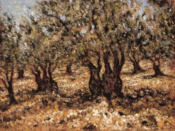 Olive Grove in Joun, Lebanon Oil Painting by Samir Sammoun