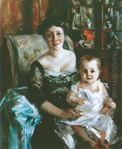 Portrait of Gertrud Mainzer with Lucie Oil Painting by Lovis Corinth