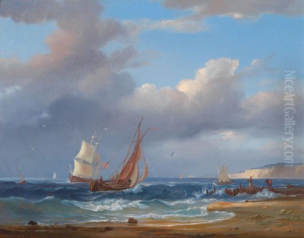 Marinestuck Oil Painting by Adolph Friedrich Vollmer