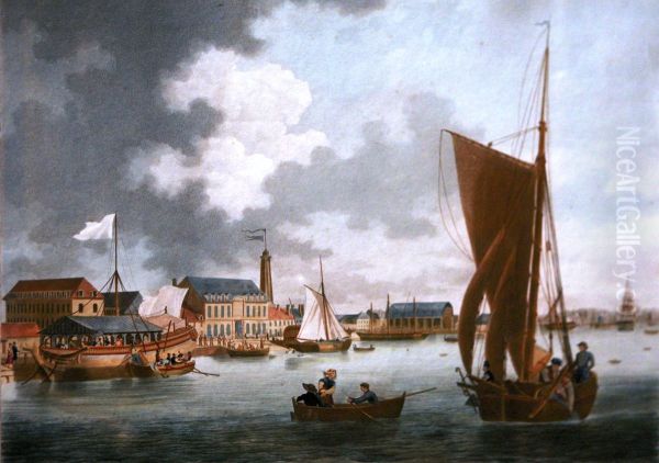 View of Lorien harbour Oil Painting by Ambroise Louis Garneray