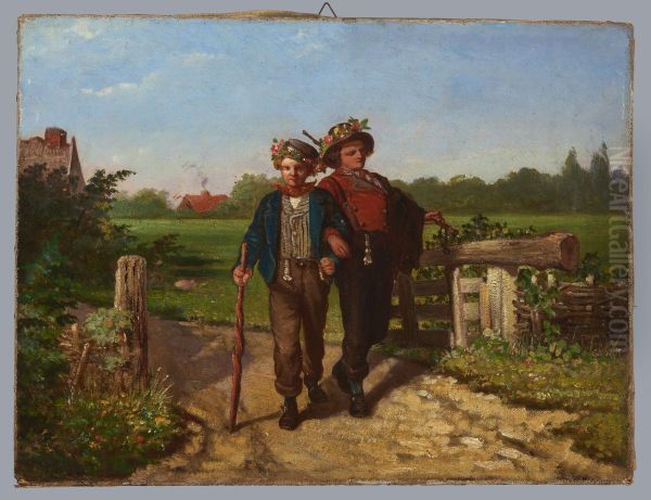 De brulfteneugers, 1869 Oil Painting by Hendrik Valkenburg