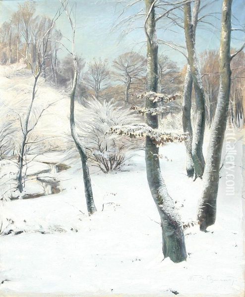 A winter landscape. Oil Painting by Hans Agersnap