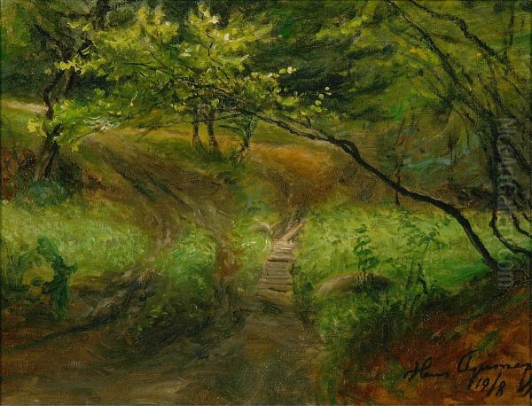 The woods at Munkebjerg. Oil Painting by Hans Agersnap